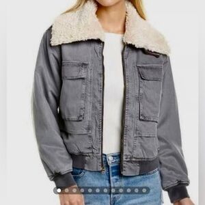 NEW YFB Young Fabulous & Broke Earhart Bomber Jacket Removable Sherpa Collar M